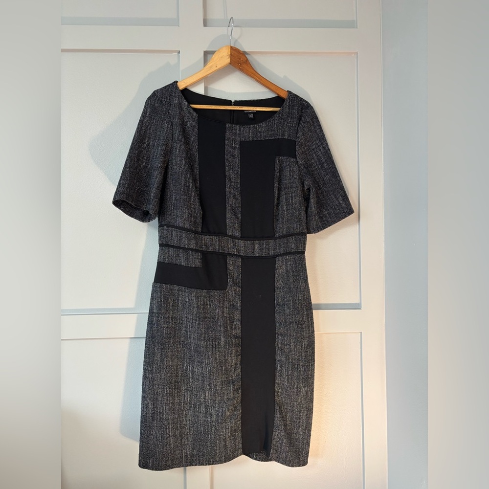 Tweed 3/4 Sleeve Sheath Midi Dress With Stretch - Picture 2 of 6